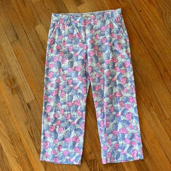 Vineyard Vines Linen Blend Pineapple Catamaran Ankle Pants Size 8 - Picture 1 of 11